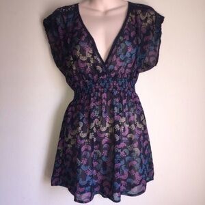 Beautiful Sheer Printed Top Y2K